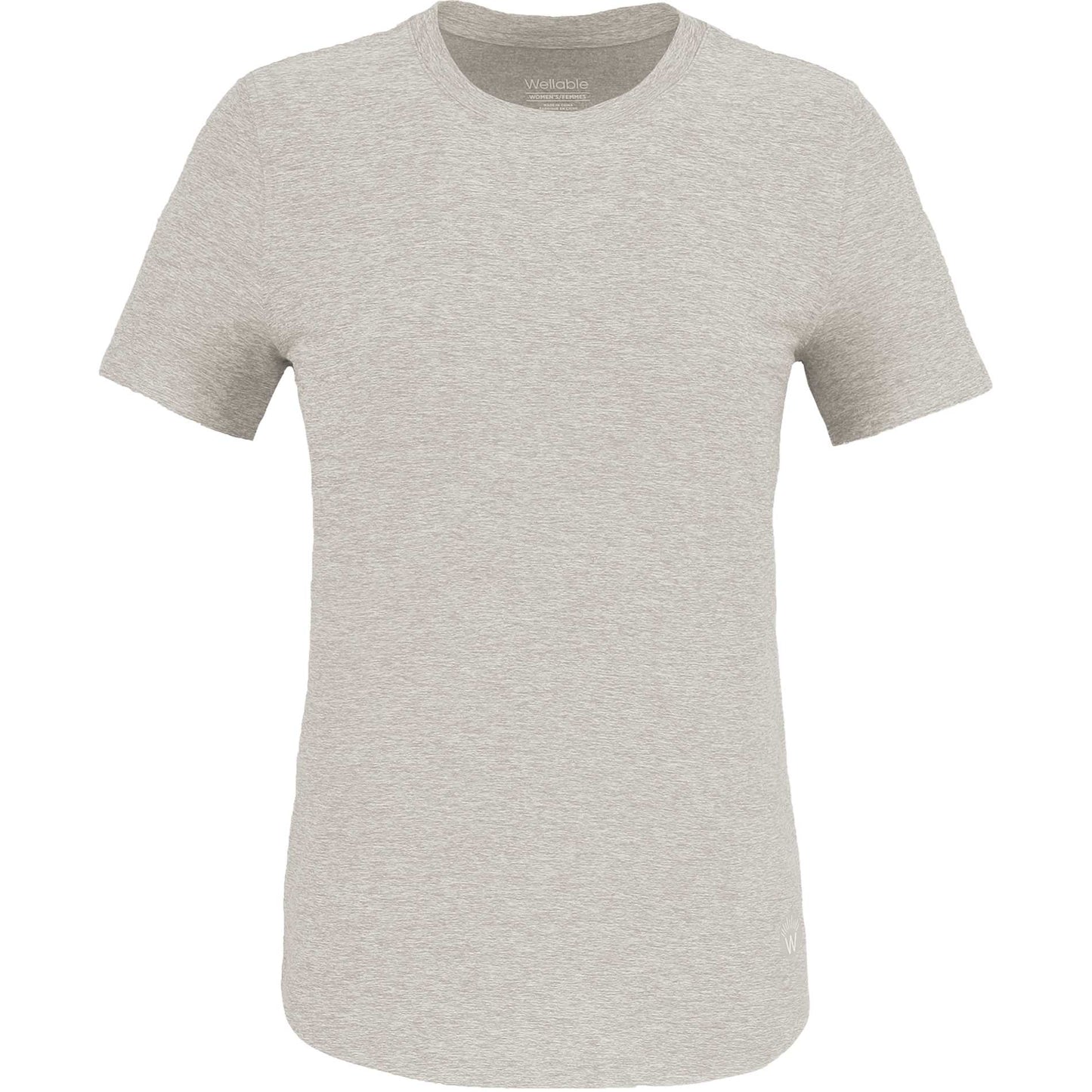 Front View of Grey WELLABLE Women's Short Sleeve Tee plain