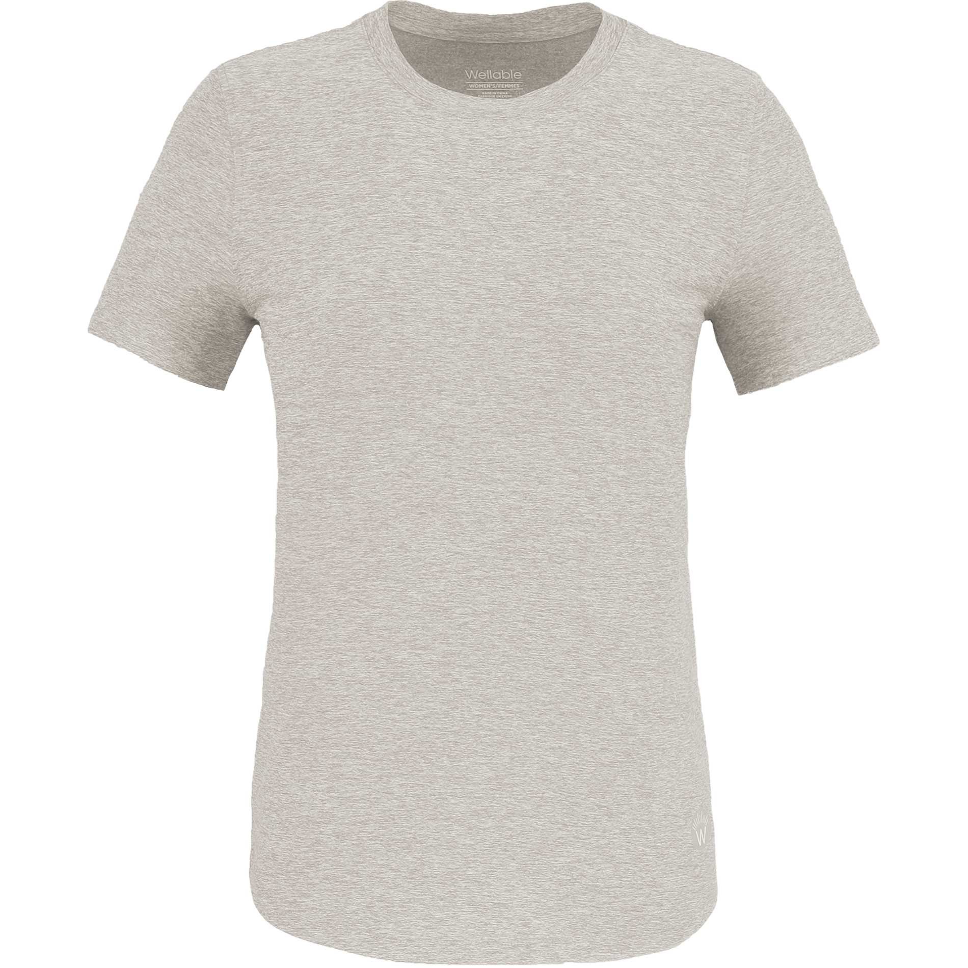 Front View of Grey WELLABLE Women's Short Sleeve Tee plain