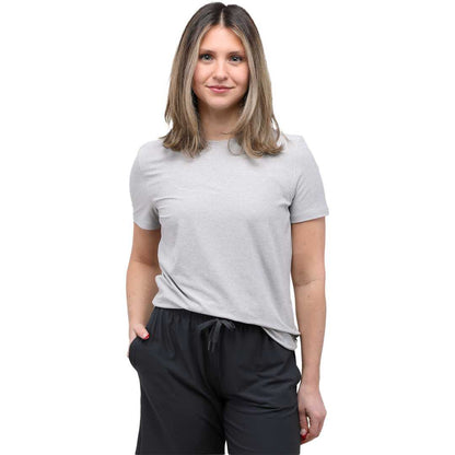 Front View of Grey WELLABLE Women's Short Sleeve Tee plain