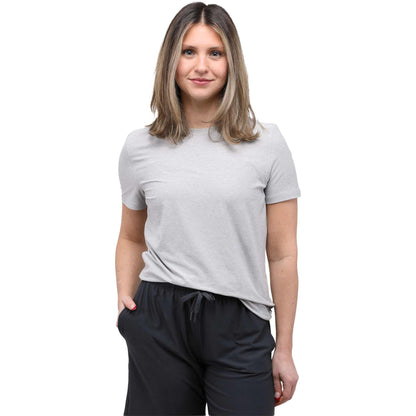 Front View of Grey WELLABLE Women's Short Sleeve Tee plain