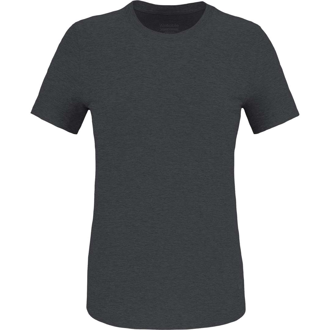 Front View of Grey WELLABLE Women's Short Sleeve Tee plain
