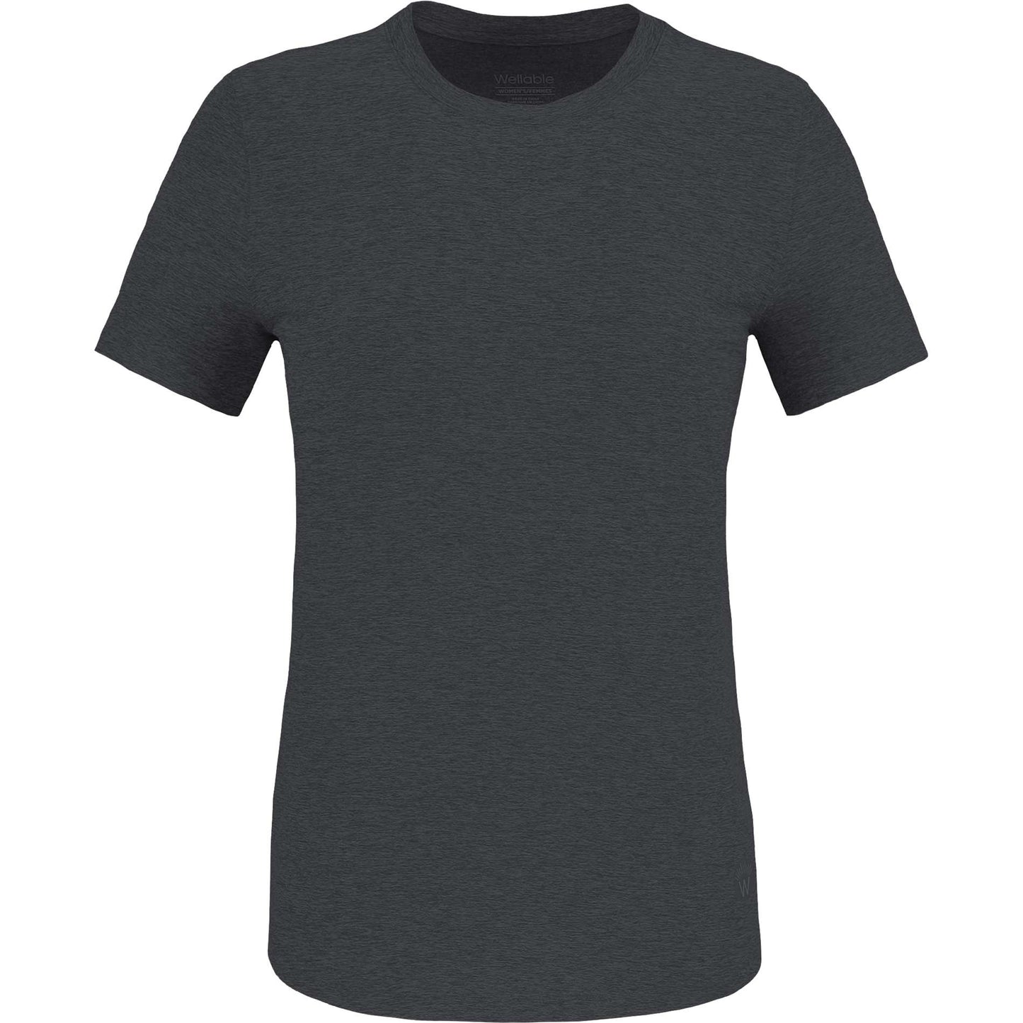 Front View of Grey WELLABLE Women's Short Sleeve Tee plain