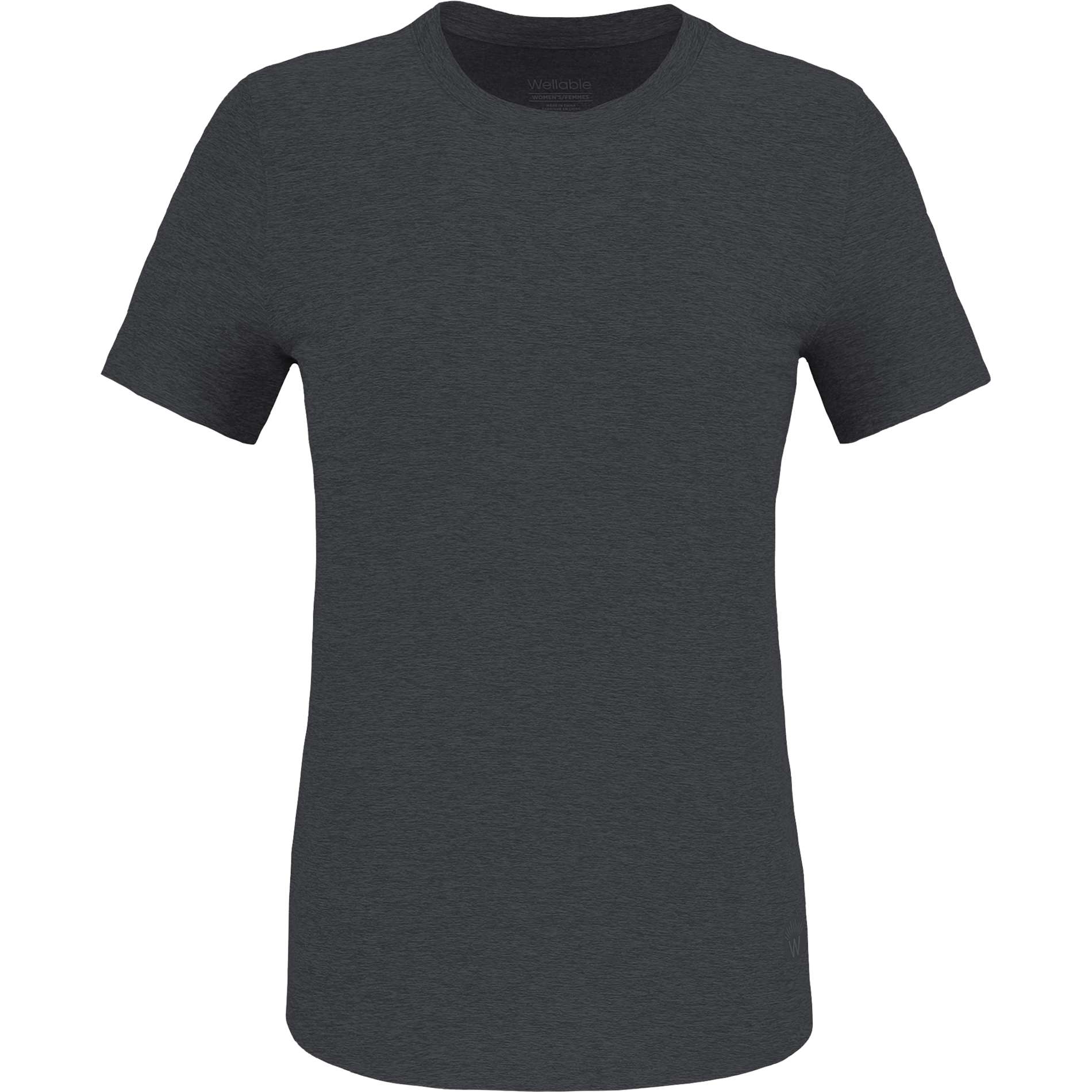 Front View of Grey WELLABLE Women's Short Sleeve Tee plain