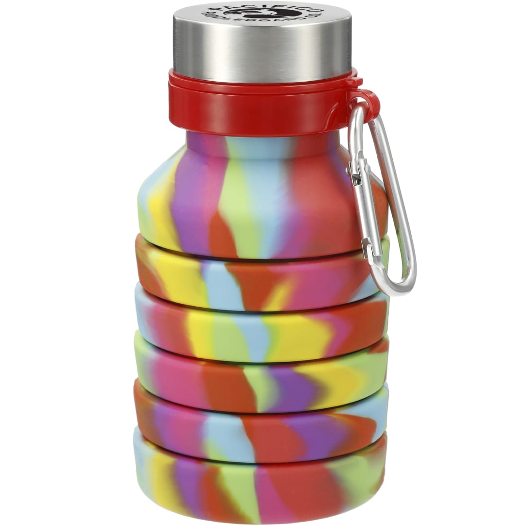 Front View of Multi Zigoo Silicone Collapsible Bottle 18oz - Tie Dye
