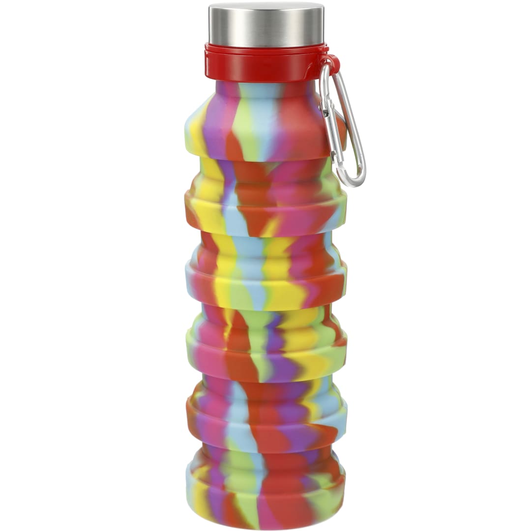 Front View of Multi Zigoo Silicone Collapsible Bottle 18oz - Tie Dye