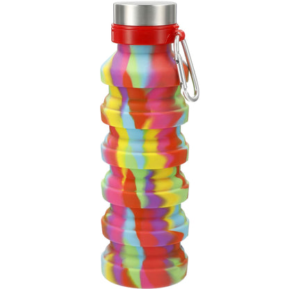 Front View of Multi Zigoo Silicone Collapsible Bottle 18oz - Tie Dye