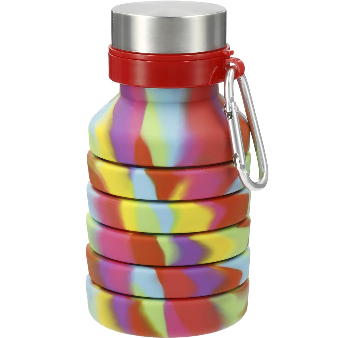 Front View of Multi Zigoo Silicone Collapsible Bottle 18oz - Tie Dye