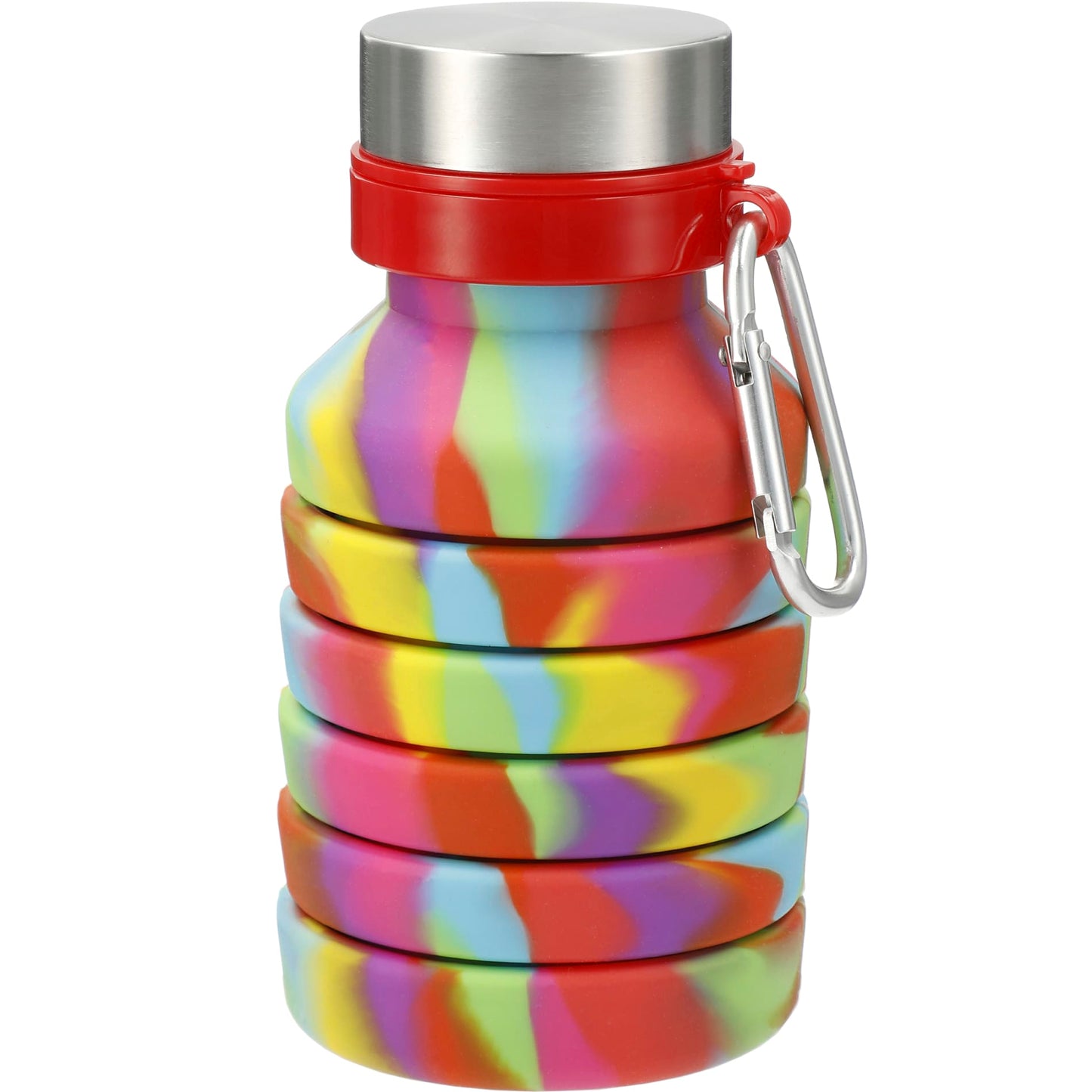 Front View of Multi Zigoo Silicone Collapsible Bottle 18oz - Tie Dye