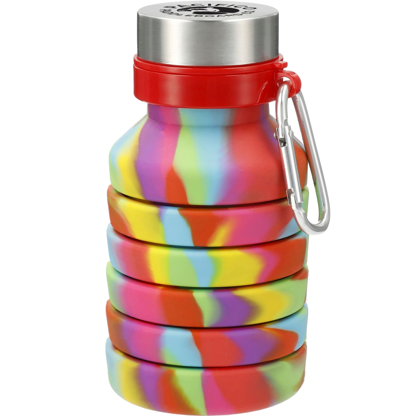 Front View of Multi Zigoo Silicone Collapsible Bottle 18oz - Tie Dye
