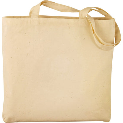 Front View of Natural 6oz Classic Cotton Canvas Meeting Tote plain