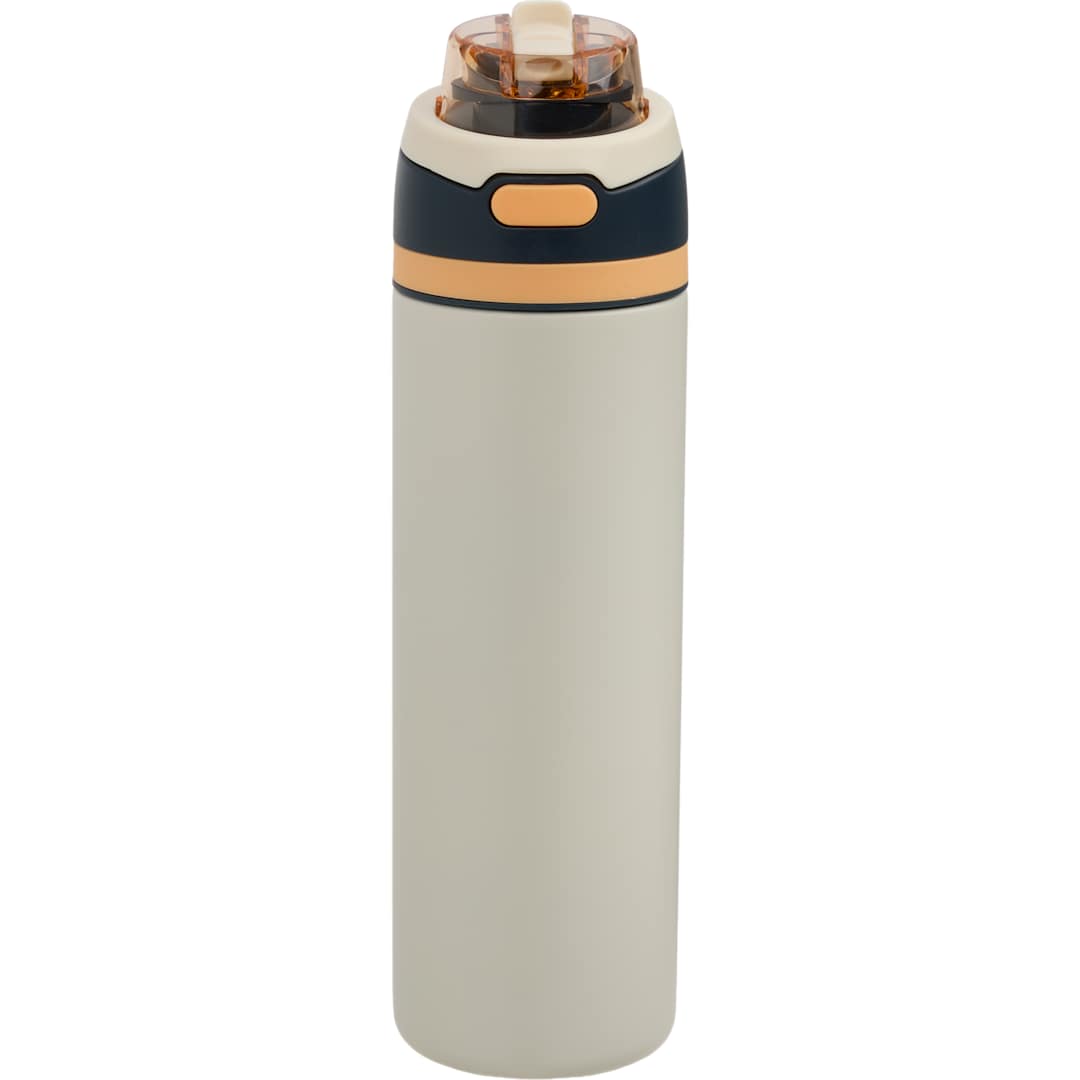 Front View of Natural Elvin 28oz Recycled Stainless Flip Straw Bottle plain