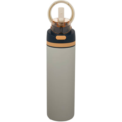 Front View of Natural Elvin 28oz Recycled Stainless Flip Straw Bottle plain