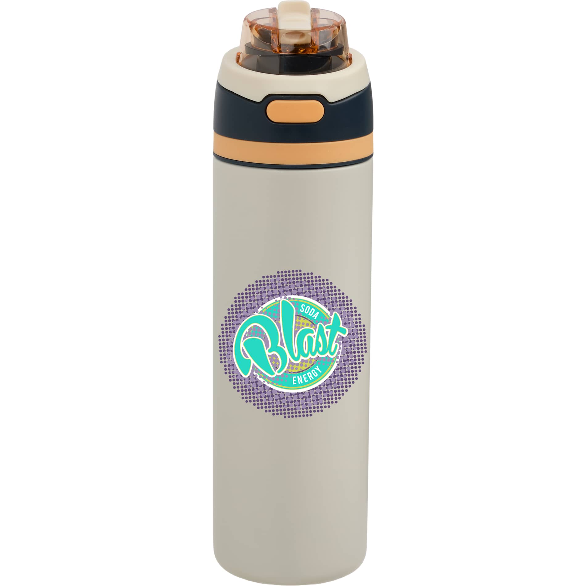Front View of Natural Elvin 28oz Recycled Stainless Flip Straw Bottle