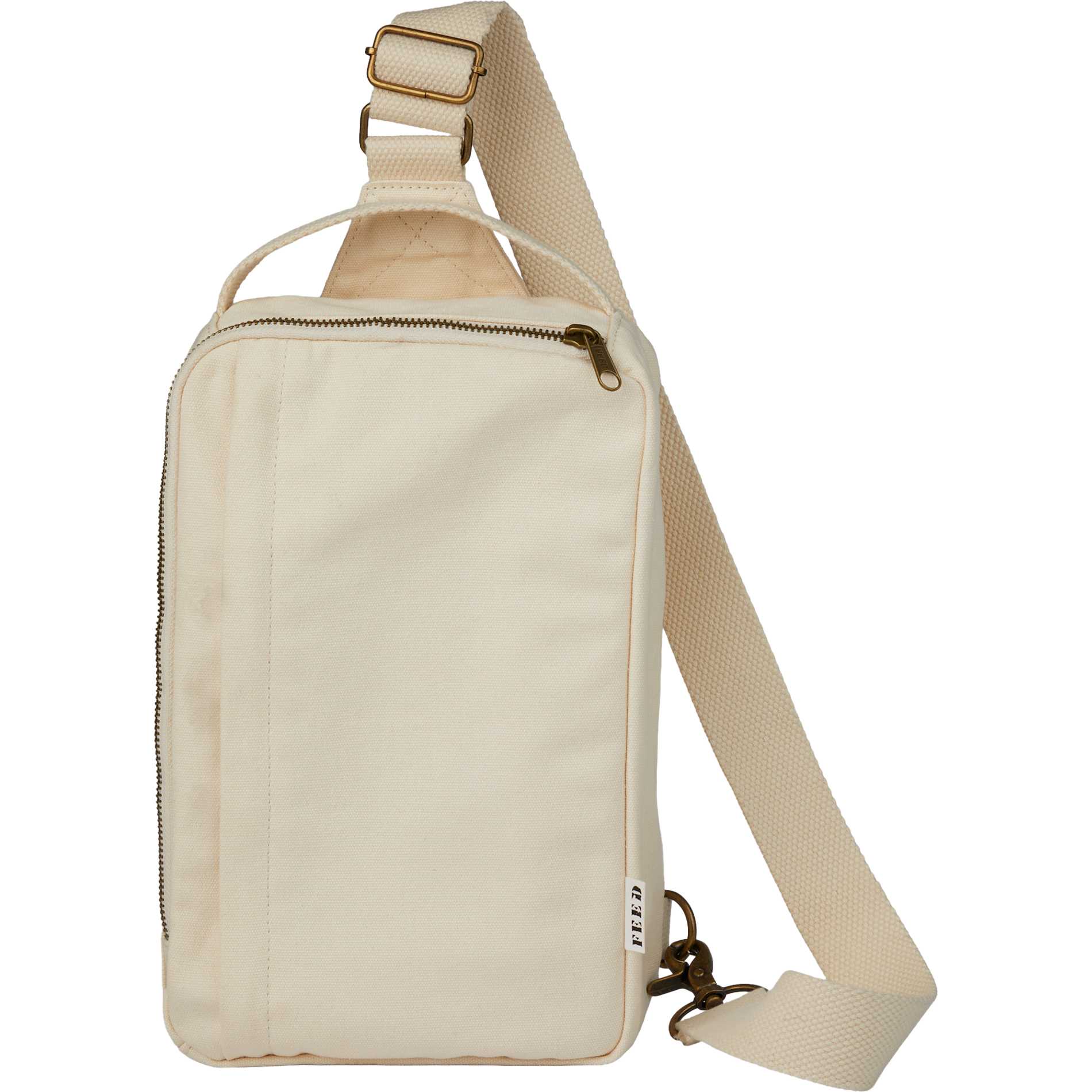 Front View of Natural Feed Organic Sling Backpack plain