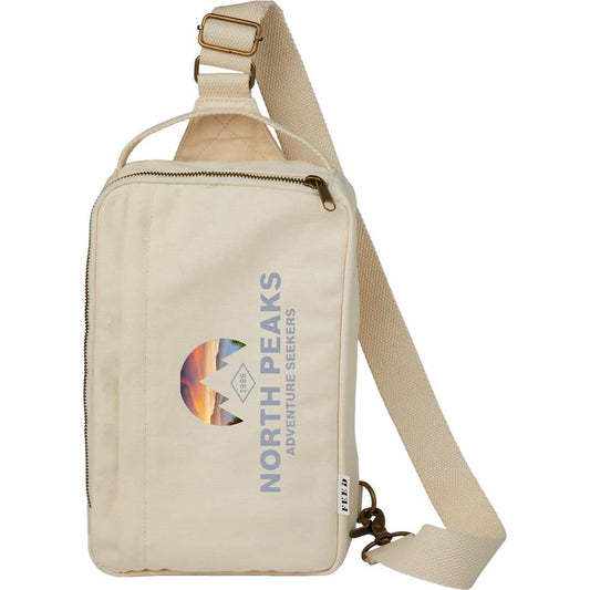 Front View of Natural Feed Organic Sling Backpack