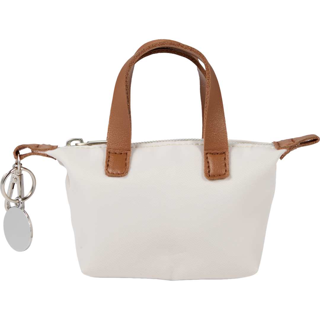 Front View of Natural Mini Fontaine Tote Charm plain