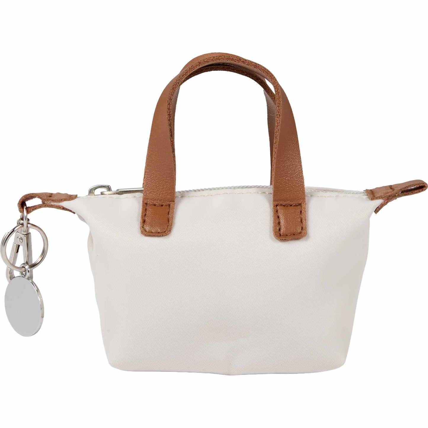 Front View of Natural Mini Fontaine Tote Charm plain