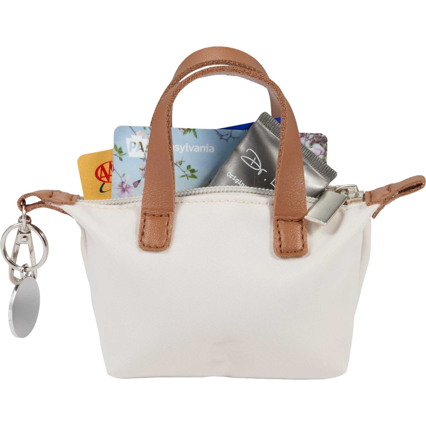 Front View of Natural Mini Fontaine Tote Charm