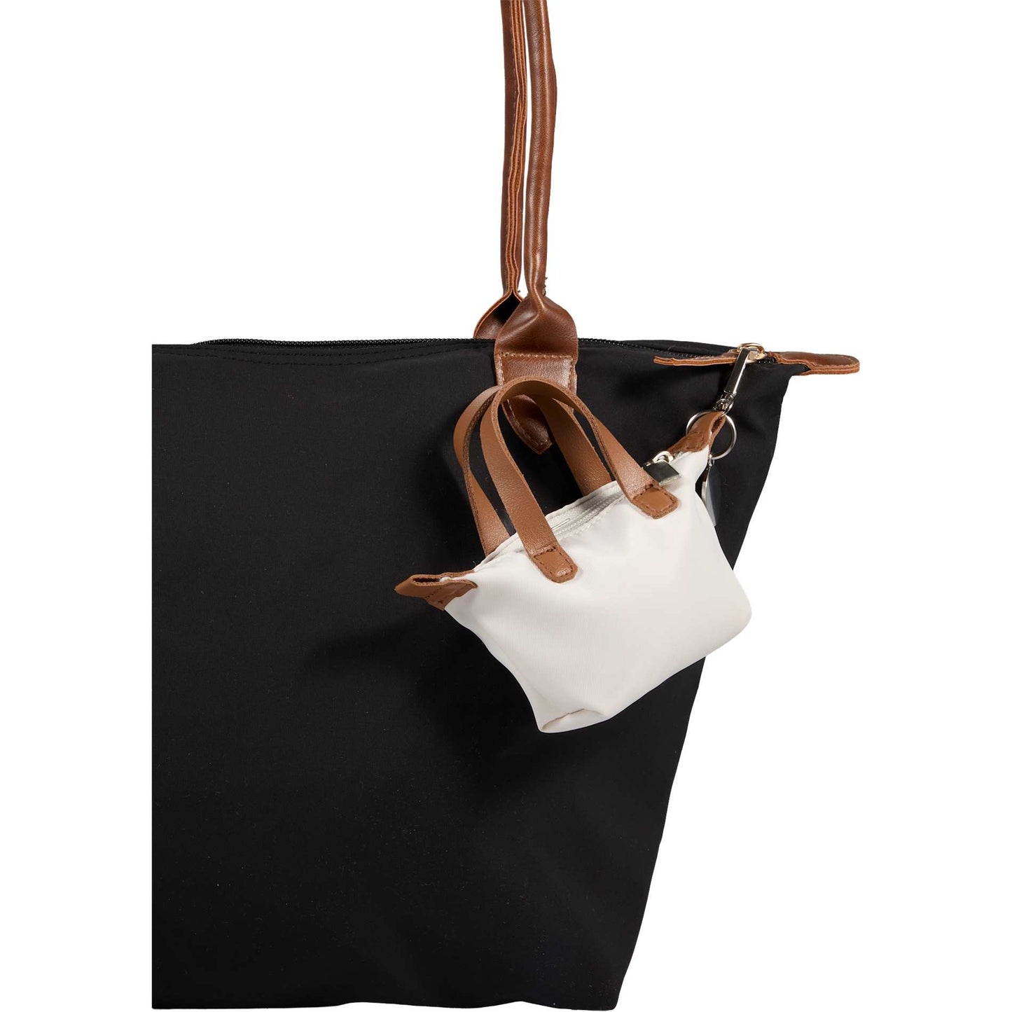 Front View of Natural Mini Fontaine Tote Charm