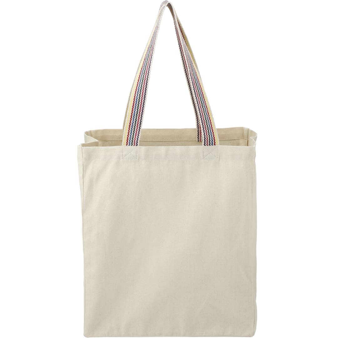 Front View of Natural Rainbow Recycled 6oz Cotton Grocery Tote plain