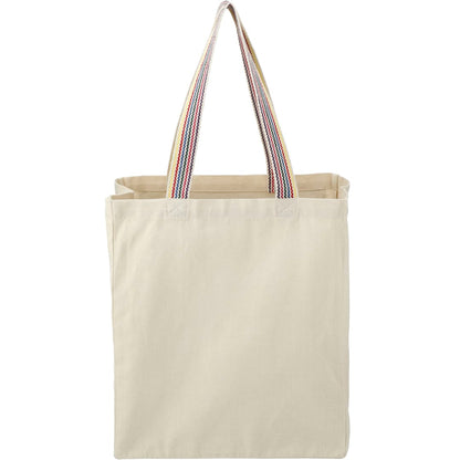 Front View of Natural Rainbow Recycled 6oz Cotton Grocery Tote plain