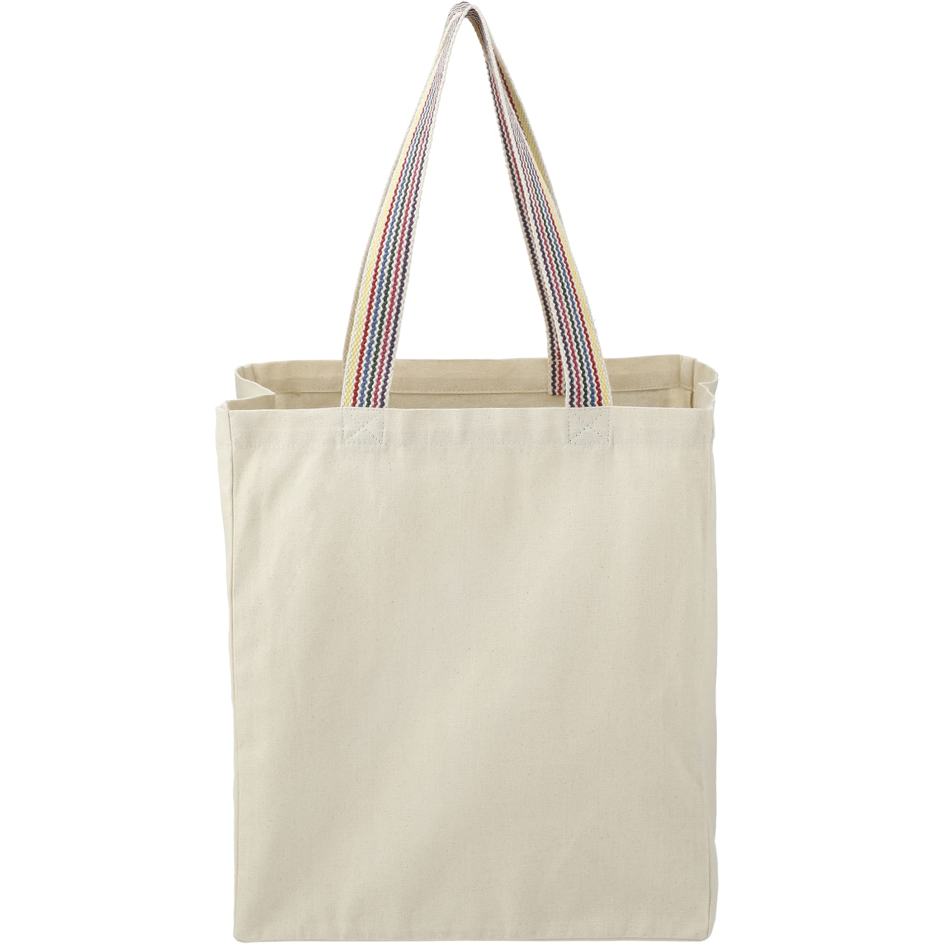 Front View of Natural Rainbow Recycled 6oz Cotton Grocery Tote plain