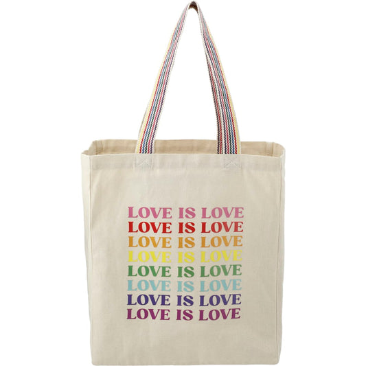 Front View of Natural Rainbow Recycled 6oz Cotton Grocery Tote