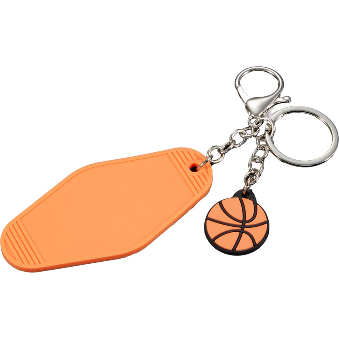 Front View of Orange Basketball Motel Keychain plain