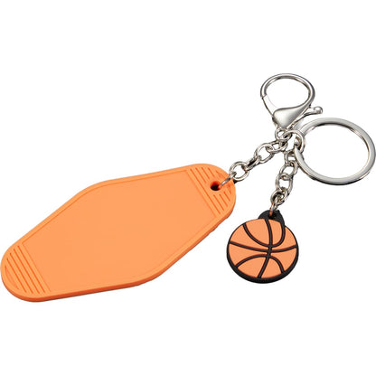 Front View of Orange Basketball Motel Keychain plain