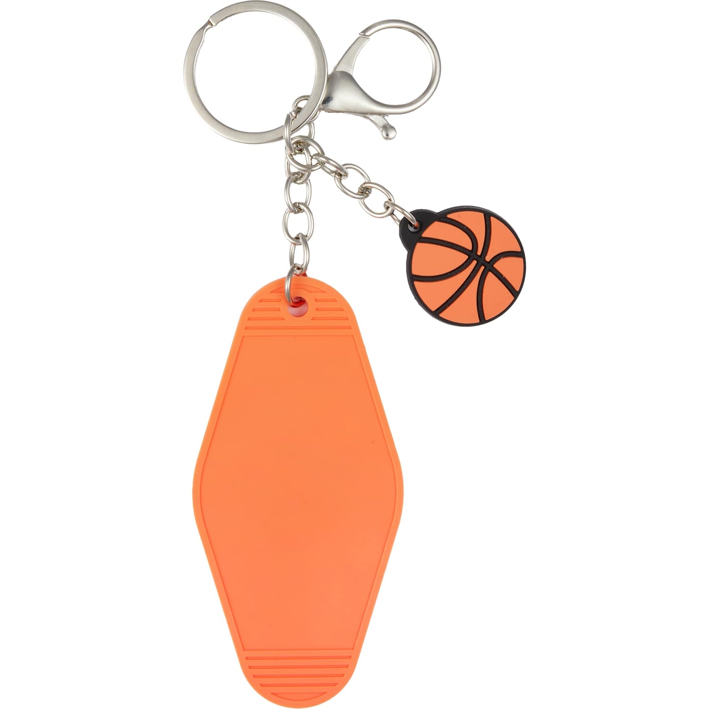 Front View of Orange Basketball Motel Keychain plain