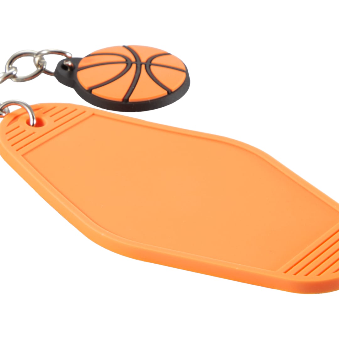 Front View of Orange Basketball Motel Keychain