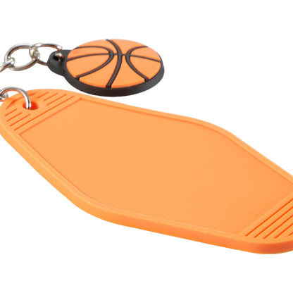 Front View of Orange Basketball Motel Keychain