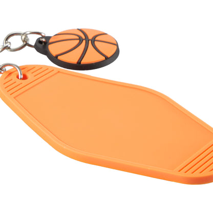 Front View of Orange Basketball Motel Keychain