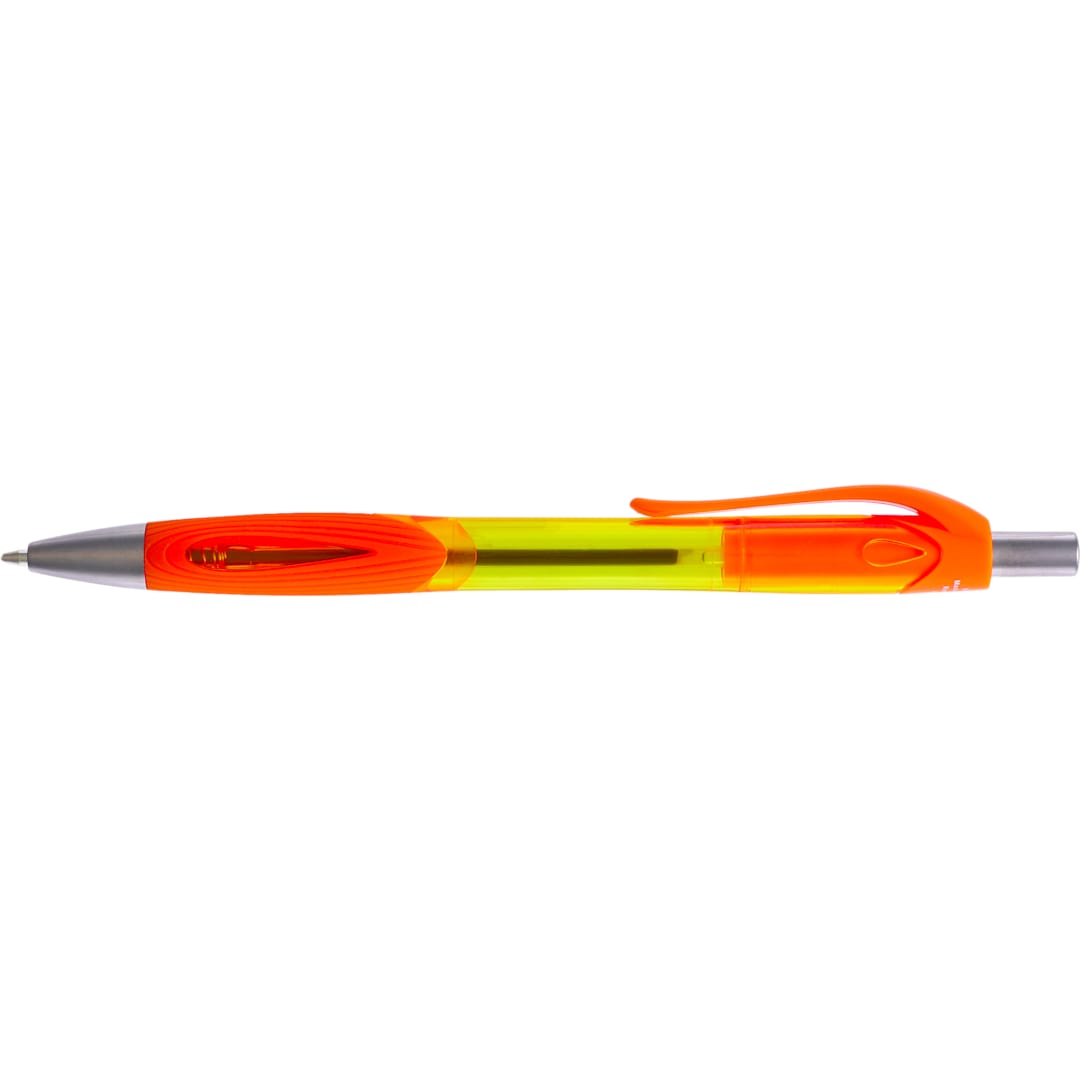 Front View of Orange Carlow Recycled Gel Pen plain