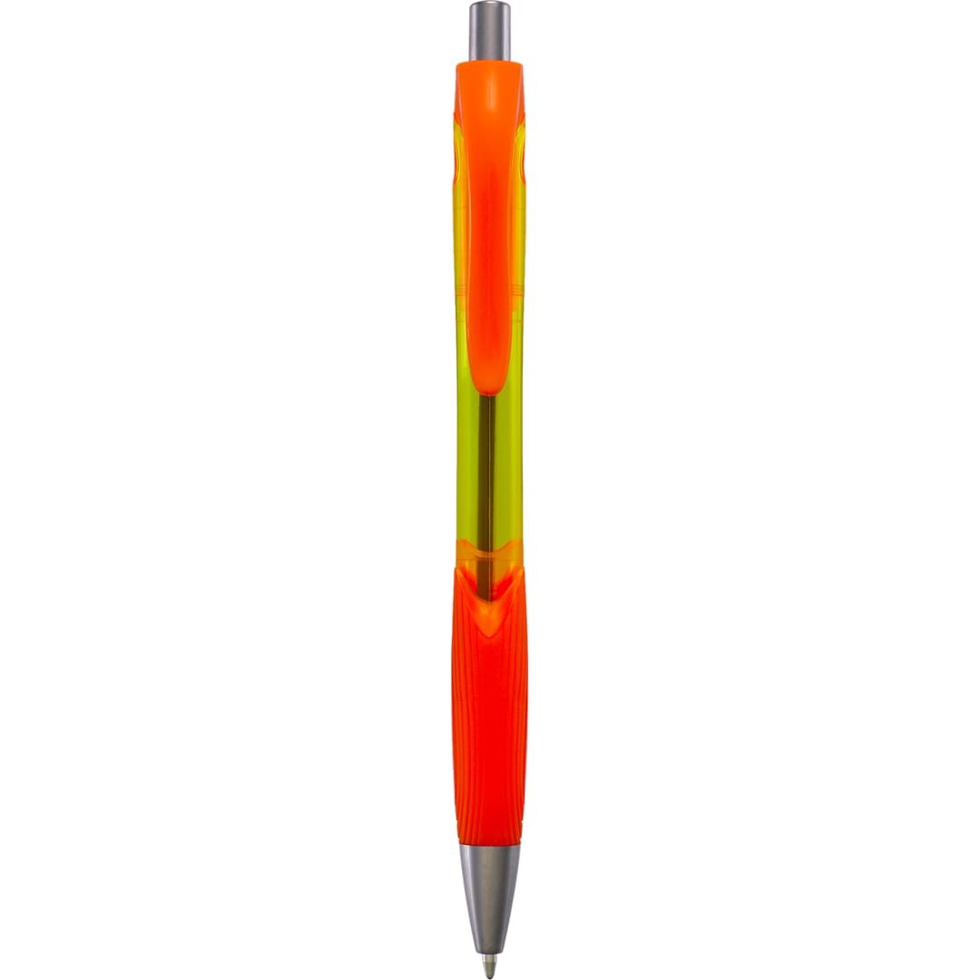 Front View of Orange Carlow Recycled Gel Pen