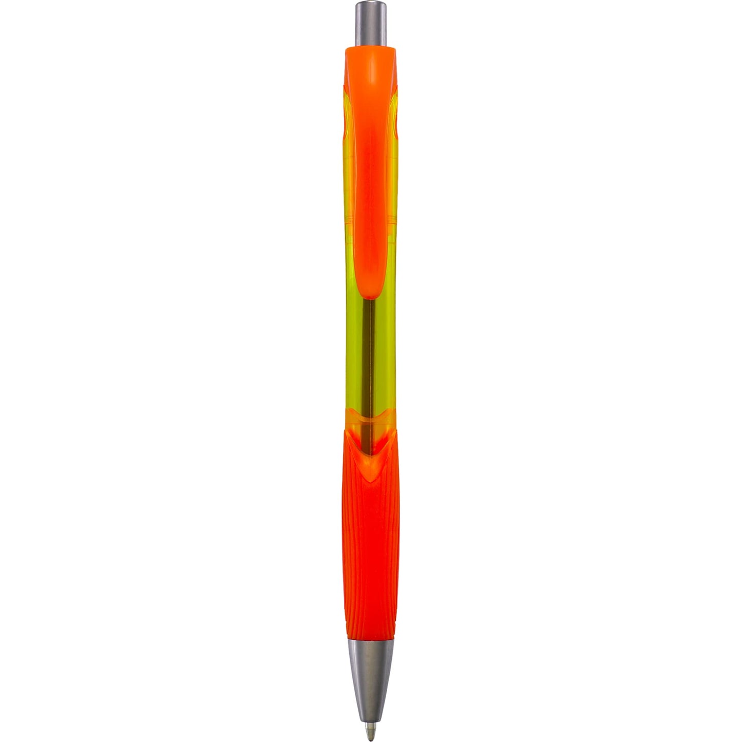 Front View of Orange Carlow Recycled Gel Pen