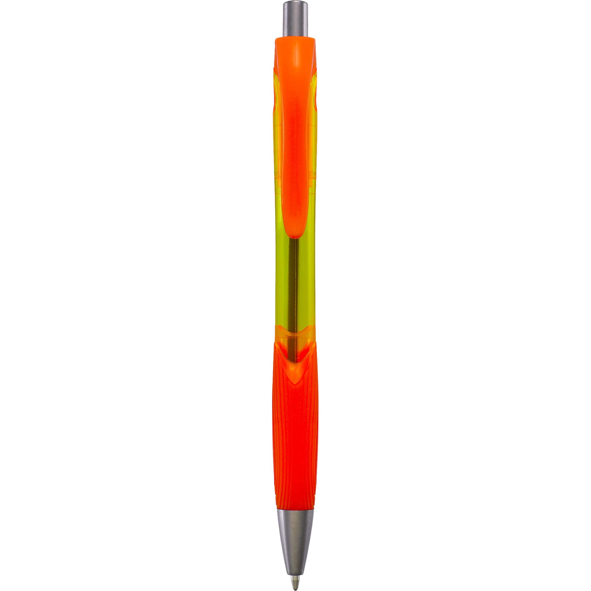 Front View of Orange Carlow Recycled Gel Pen