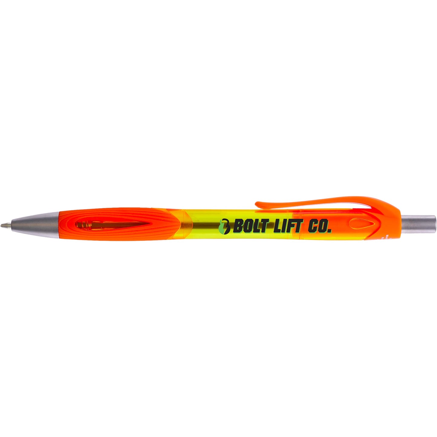 Front View of Orange Carlow Recycled Gel Pen