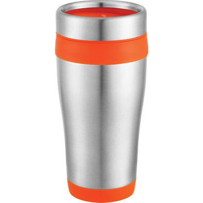 Front View of Orange Carmel 16oz Travel Tumbler plain