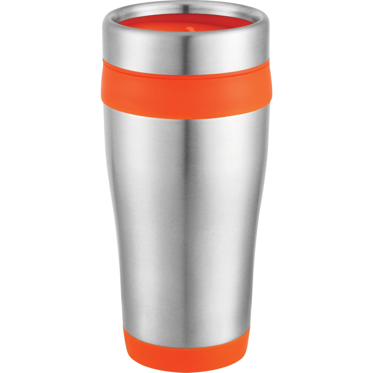 Front View of Orange Carmel 16oz Travel Tumbler plain