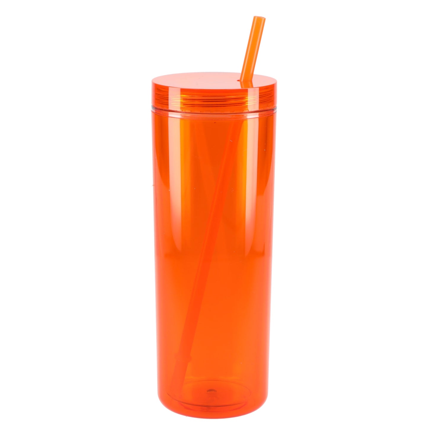 Front View of Orange Chroma Recycled Acrylic Straw Tumbler 16oz plain