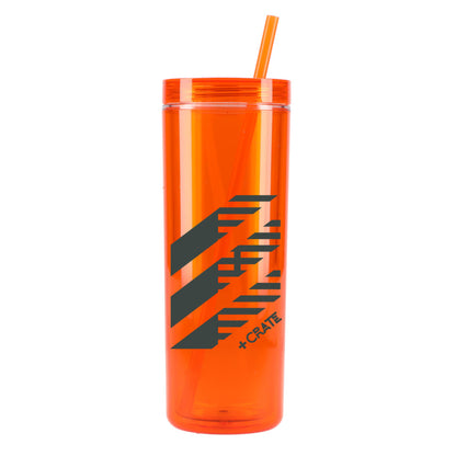Front View of Orange Chroma Recycled Acrylic Straw Tumbler 16oz