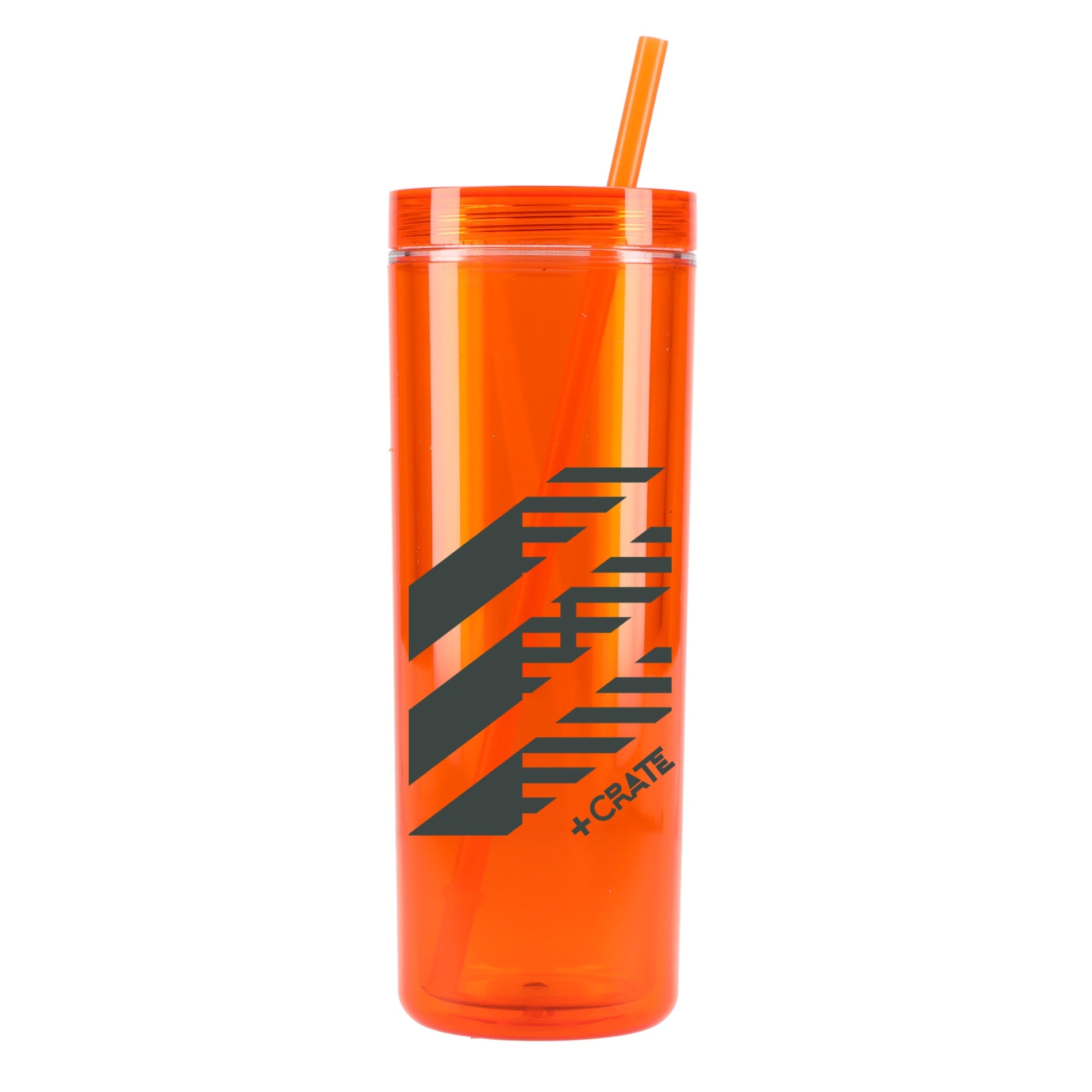 Front View of Orange Chroma Recycled Acrylic Straw Tumbler 16oz