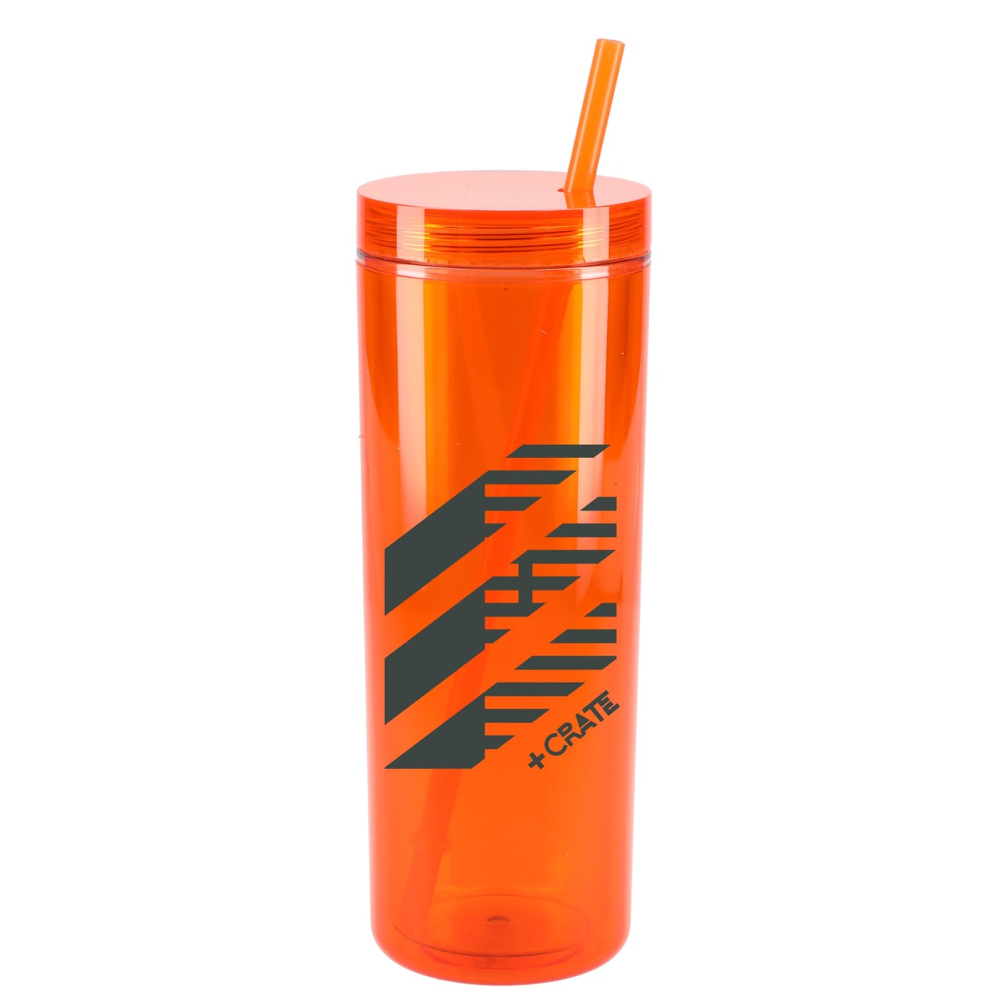 Front View of Orange Chroma Recycled Acrylic Straw Tumbler 16oz