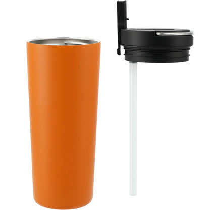 Front View of Orange Thor Copper Insulated Tumbler 24oz Flip Straw Lid