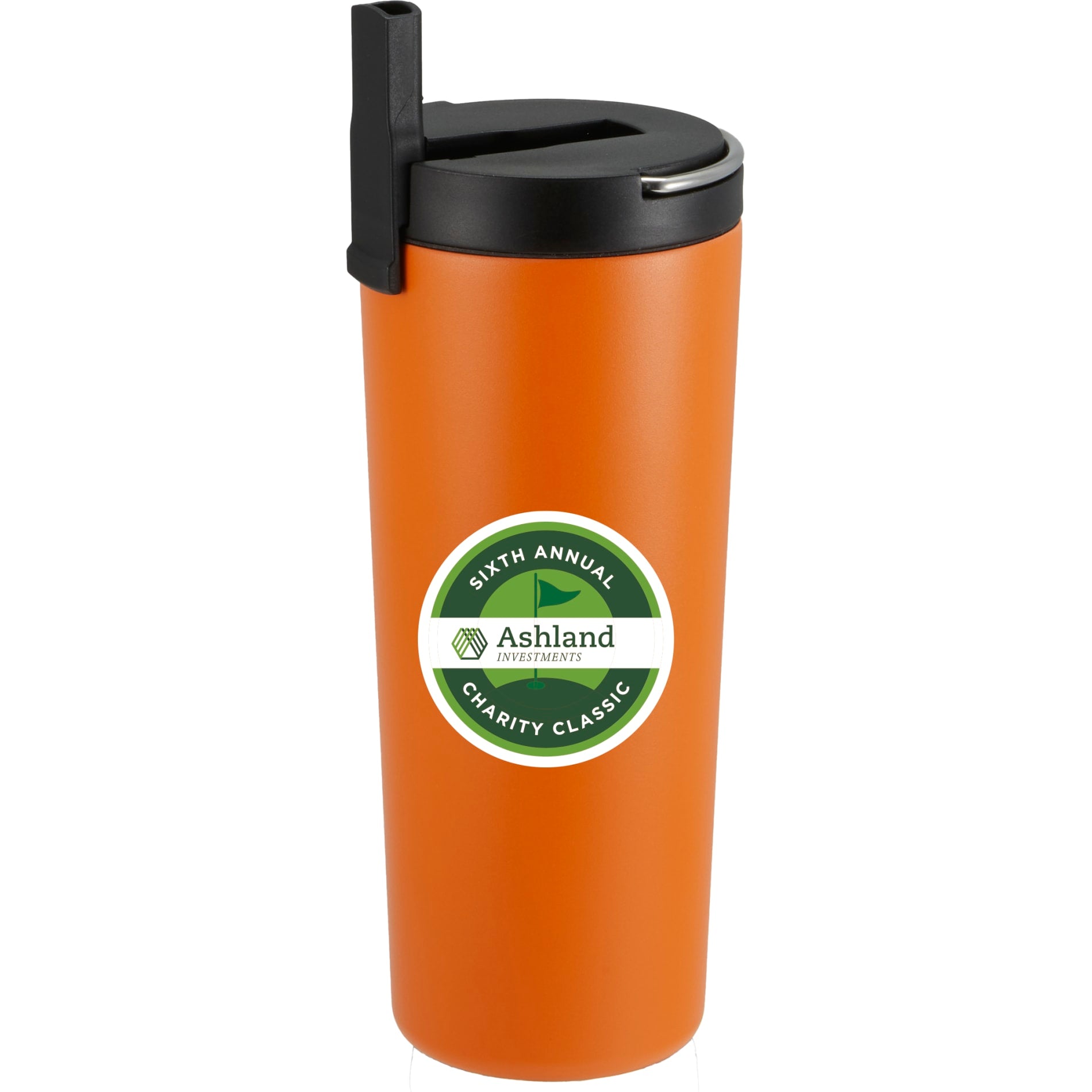 Front View of Orange Thor Copper Insulated Tumbler 24oz Flip Straw Lid