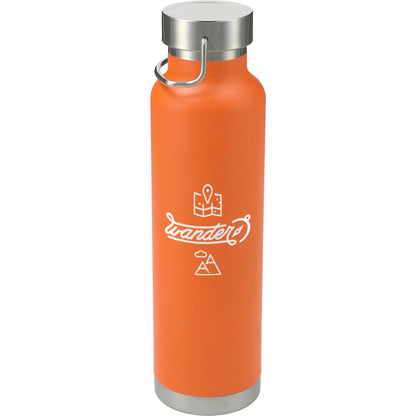 Front View of Orange Thor Copper Vacuum Insulated Bottle 22oz