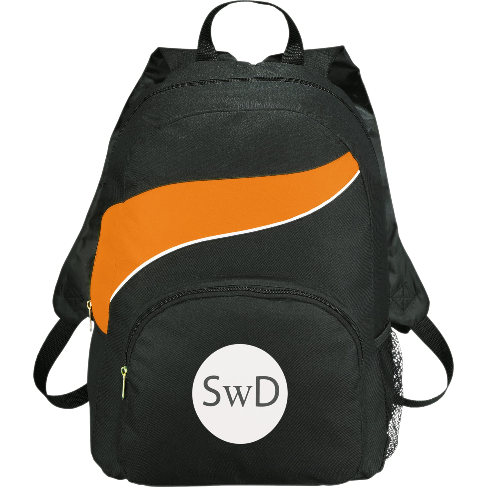 Front View of Orange Tornado Deluxe Backpack