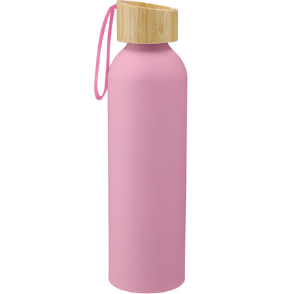 Front View of Pink FSC®100% Bamboo lid Ryze 22oz Aluminum Bottle plain