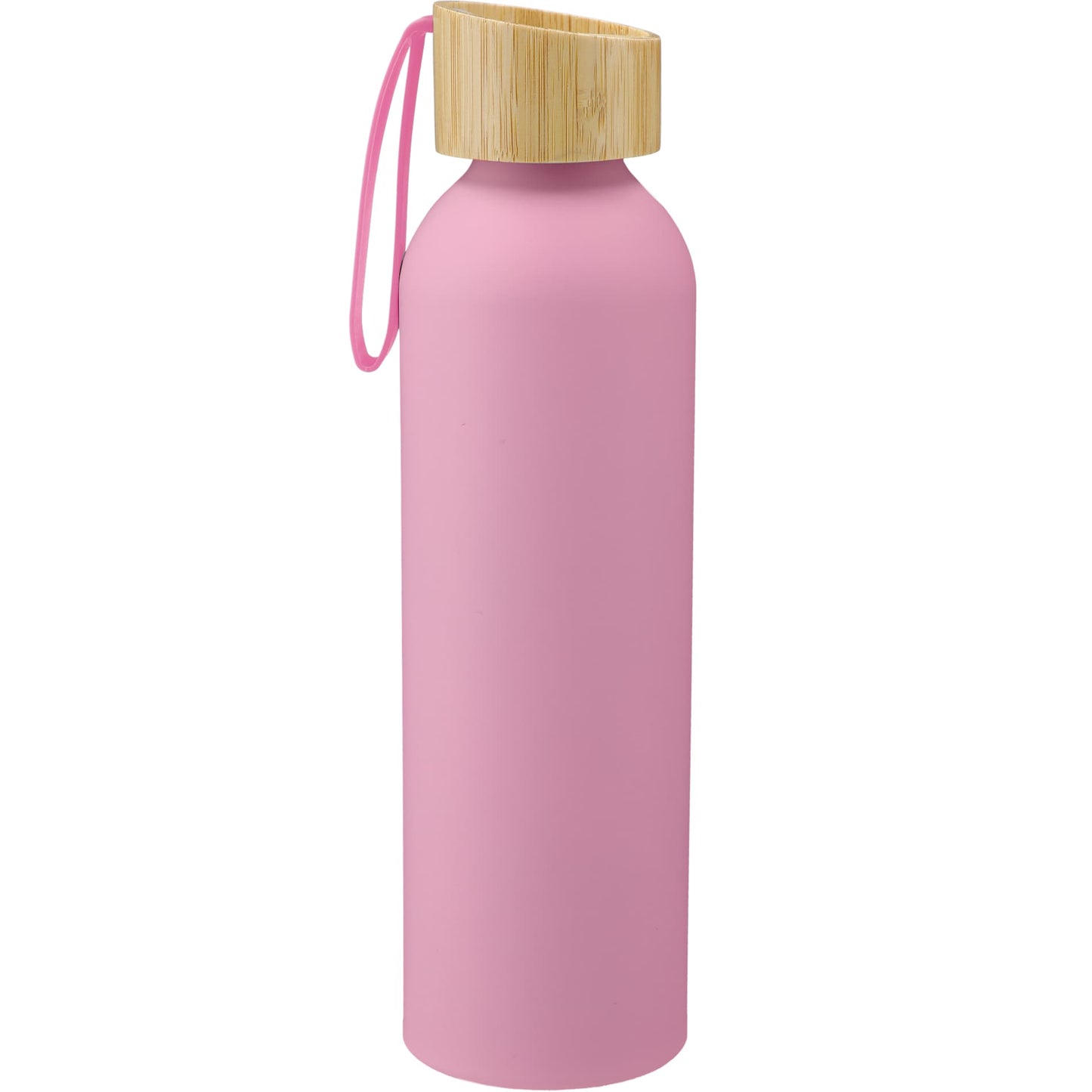 Front View of Pink FSC®100% Bamboo lid Ryze 22oz Aluminum Bottle plain